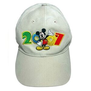 Disneyland 2007 Embroidered Mickey Mouse Beige Baseball Hat Cap 100% Cotton, OS